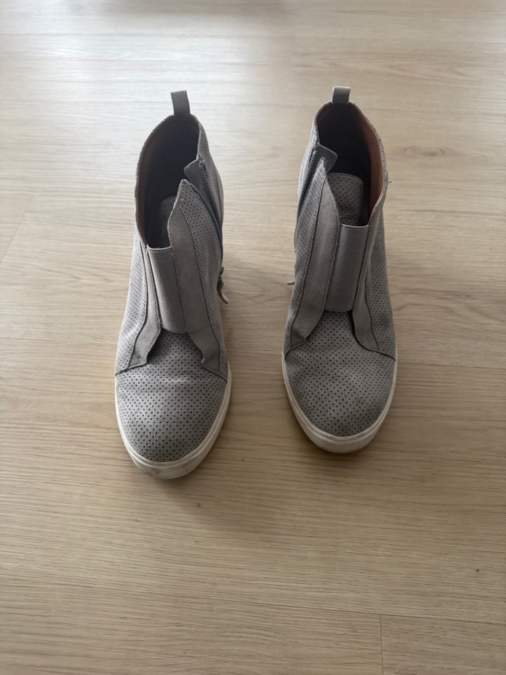 Paolo Light Gray Perforated Wedge Sneakers